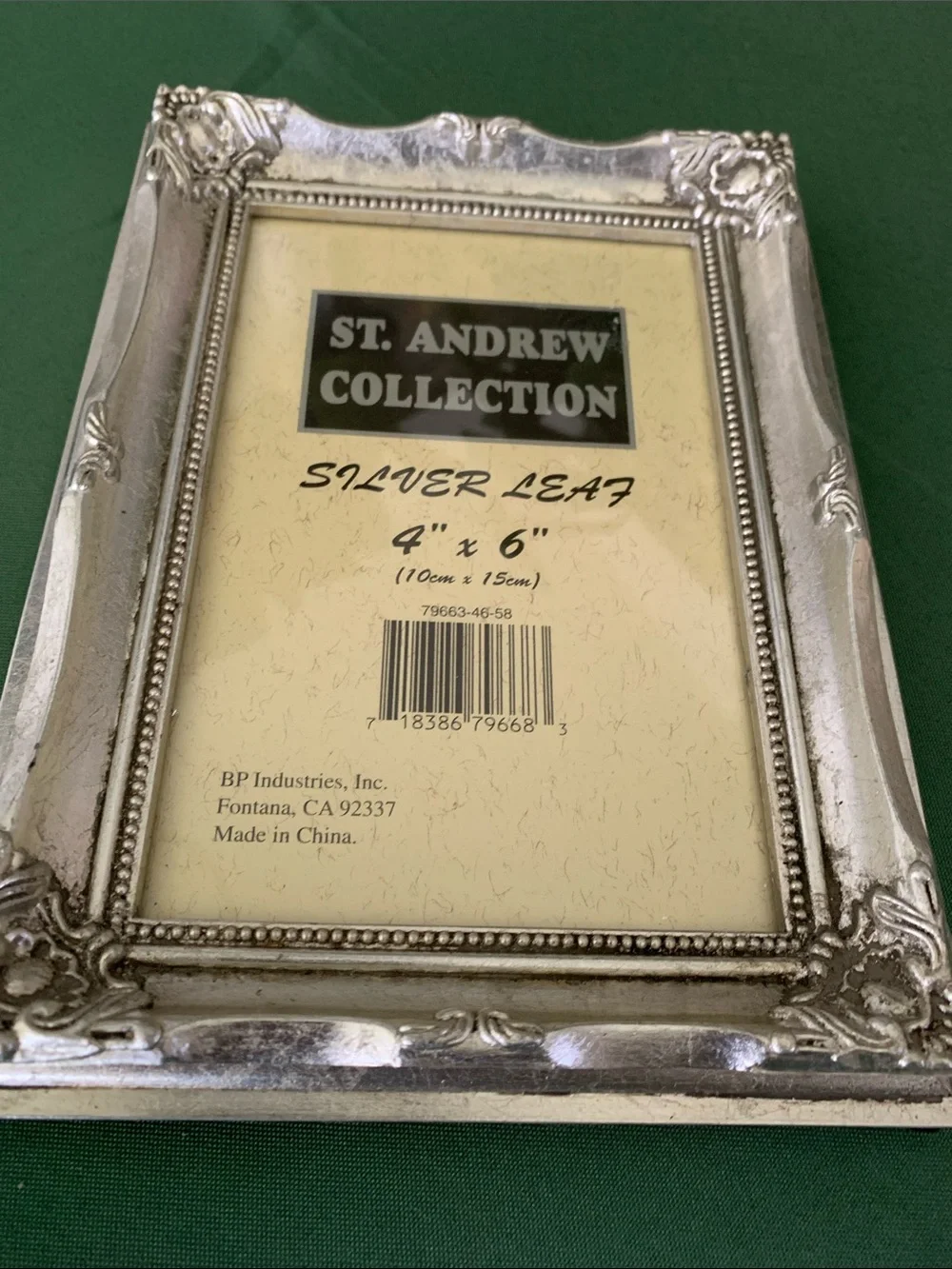 (2) Silver Leaf 4X6 St Andrew Collection Velvet Backing Ornate Baroque-Style